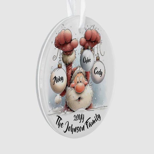 Personalized Santa in Snow Acrylic Ornament (Vorderseite)