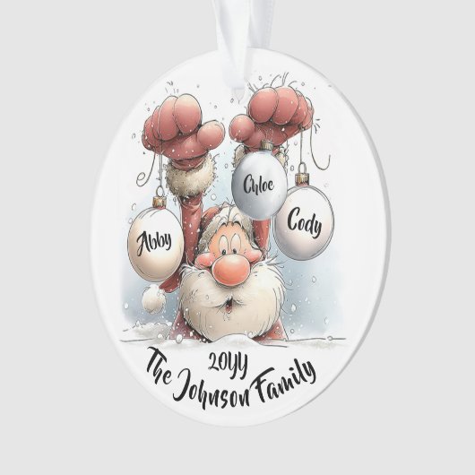 Personalized Santa in Snow Acrylic Ornament (Vorderseite)