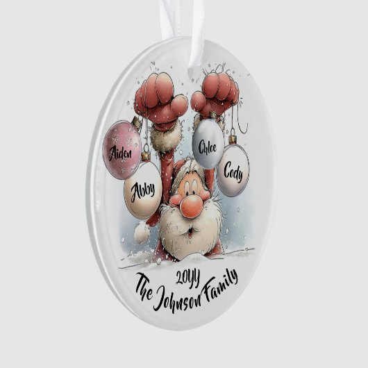 Personalized Santa in Snow Acrylic Ornament (Vorderseite)
