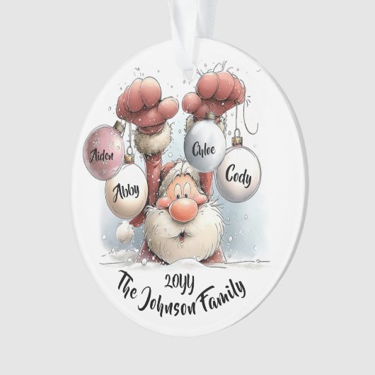 Personalized Santa in Snow Acrylic Ornament (Vorderseite)