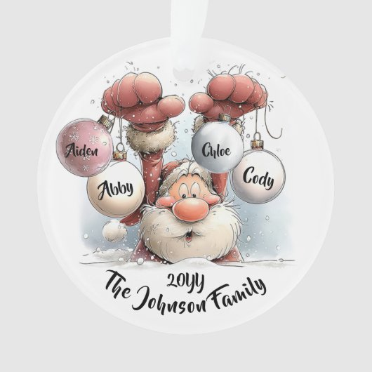 Personalized Santa in Snow Acrylic Ornament (Vorderseite)