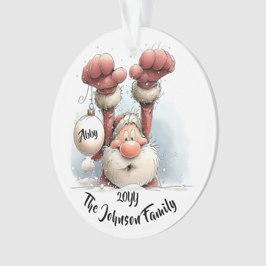 Personalized Santa in Snow Acrylic Ornament (Vorderseite)