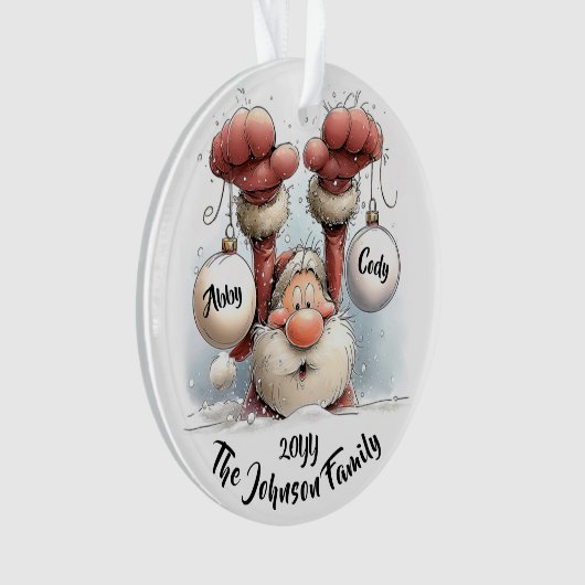 Personalized Santa in Snow Acrylic Ornament (Vorderseite)