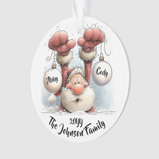 Personalized Santa in Snow Acrylic Ornament (Vorderseite)