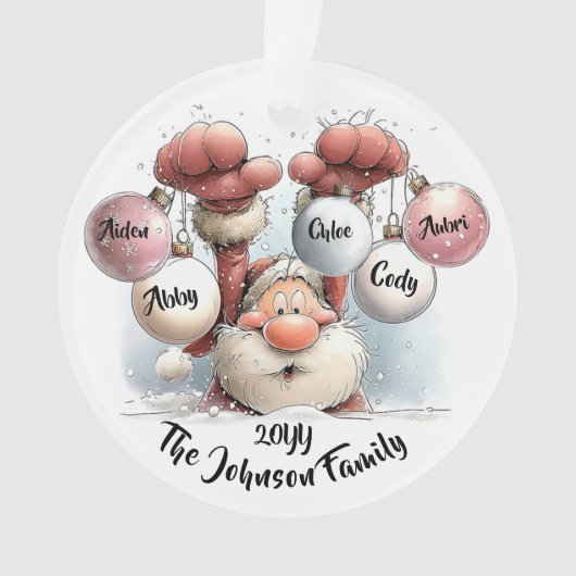 Personalized Santa in Snow Acrylic Ornament (Vorderseite)