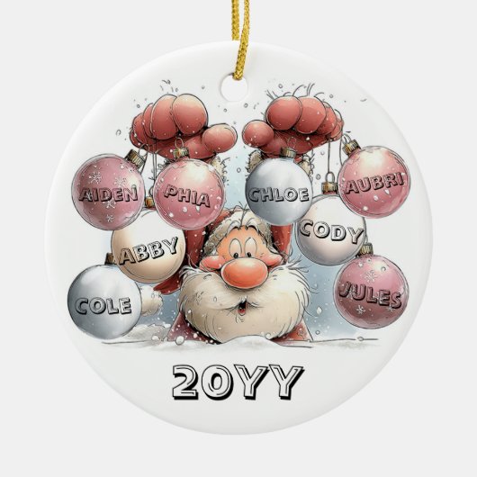 Personalized Santa in Snow Ceramic Ornament (Vorne)