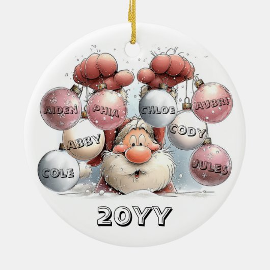 Personalized Santa in Snow Ceramic Ornament  (Hinten)