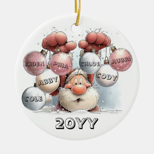 Personalized Santa in Snow Ceramic Ornament (Vorne)