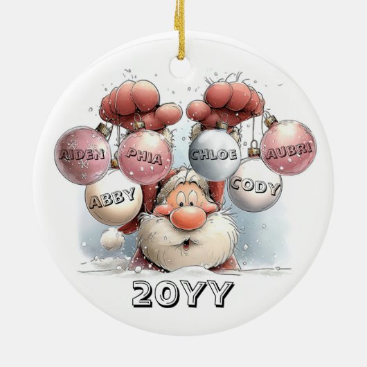 Personalized Santa in Snow Ceramic Ornament (Hinten)
