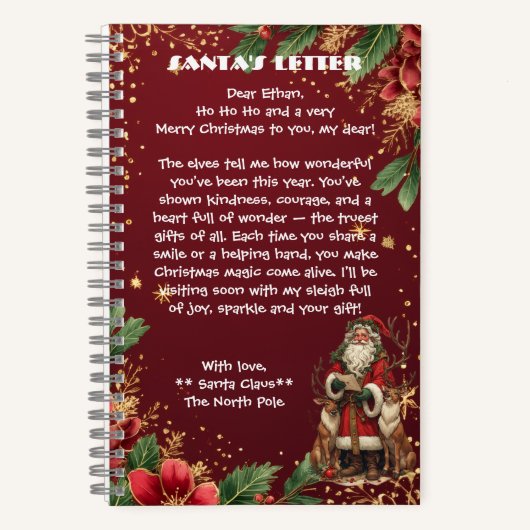 Personalized Santa Letter North Pole Cute Reindeer Notizblock (Vorderseite)