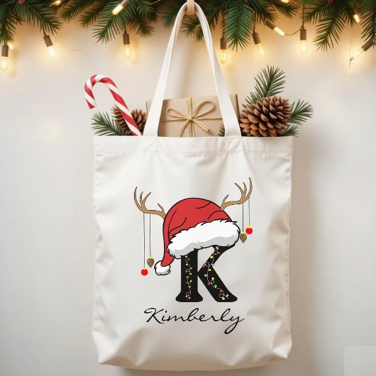 Personalized Santa Monogram Tote Bag for Friends Tragetasche