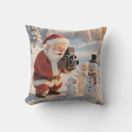 Personalized Santa Photographer & Snowman Selfie Kissen