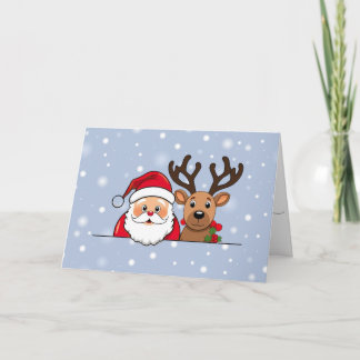 Personalized Santa & Reindeer Christmas Karte