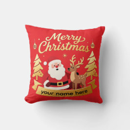 Personalized Santa Reindeer Christmas Pillow Kissen