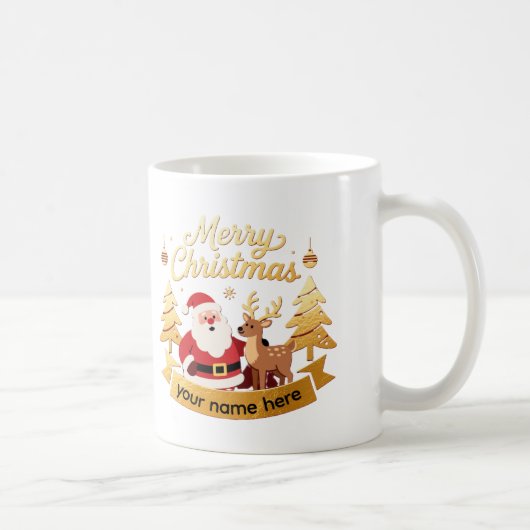 Personalized Santa & Reindeer Holiday Mug Kaffeetasse (Rechts)