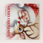 Personalized Santa Rudolph Christmas Kids Gift Puzzle (Horizontal)