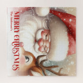 Personalized Santa Rudolph Christmas Kids Gift Puzzle (Horizontal)