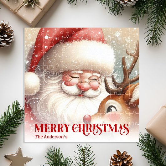 Personalized Santa Rudolph Christmas Kids Gift Puzzle