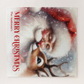 Personalized Santa Rudolph Christmas Kids Holiday Puzzle (Horizontal)