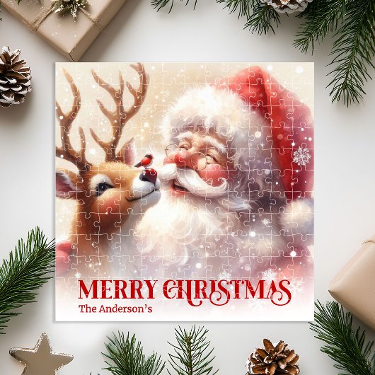 Personalized Santa Rudolph Christmas Kids Holiday Puzzle