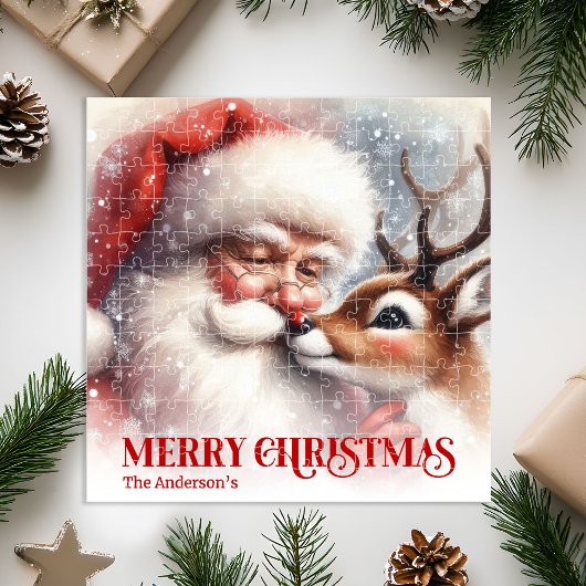 Personalized Santa Rudolph Christmas Kids Holiday Puzzle