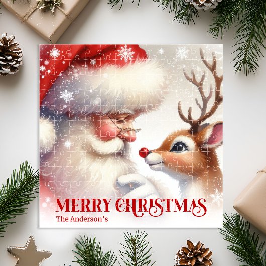 Personalized Santa Rudolph Holiday Kids Puzzle Gif