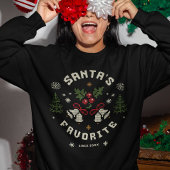 Personalized “Santa’s Favorite” Faux Knit Sweatshirt