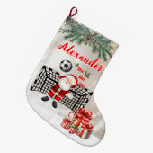Personalized Santa Soccer Christmas Santa Soccer Großer Weihnachtsstrumpf (Vorderansicht (hängend))