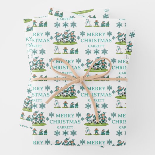 Personalized Santa Soccer Wrapping Paper Sheets Geschenkpapier Set (Beispiel)