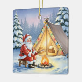 Personalized Santa Winter Camping Christmas Keramikornament (Links)