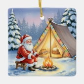 Personalized Santa Winter Camping Christmas Keramikornament (Vorderseite)