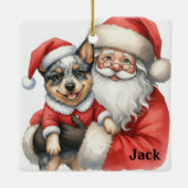 Personalized Santa with Australian Cattle Dog Keramikornament (Rückseite)