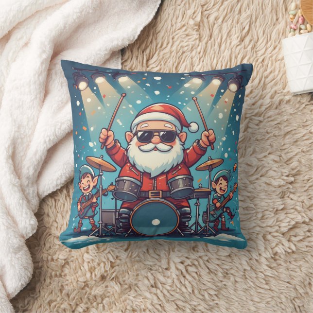 Personalized Santa's Drumming Rock Band  Kissen (Decke)