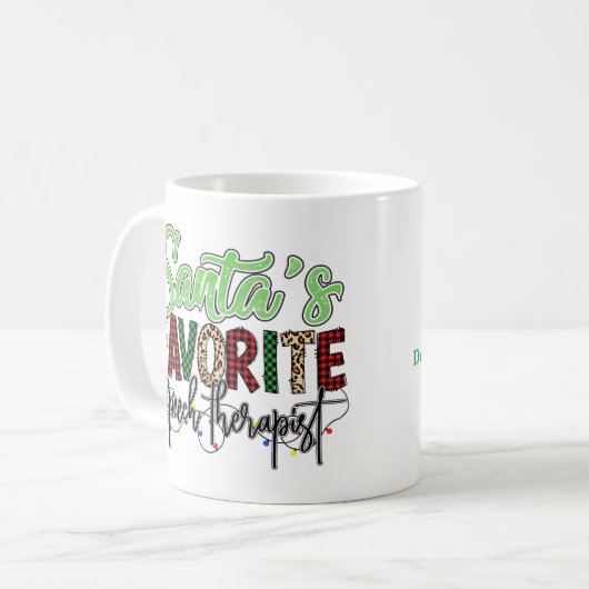 Personalized Santa's Favorite Speech Therapist Kaffeetasse (Vorderseite Links)