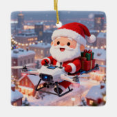 Personalized Santa's High-Tech Delivery Drone Keramikornament (Vorderseite)