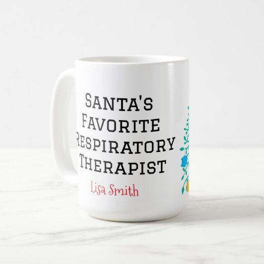 Personalized Santa's Respiratory Therapist Kaffeetasse (Vorderseite Links)