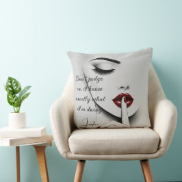 Personalized Sassy Quote Red Lips Beauty Glam Chic Kissen