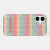 Personalized Scandinavian Pastel Knit Pattern Name iPhone 16 Hülle (Rückseite (Horizontal))