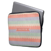 Personalized Scandinavian Pastel Knit Pattern Name Laptopschutzhülle (Vorderseite Links)