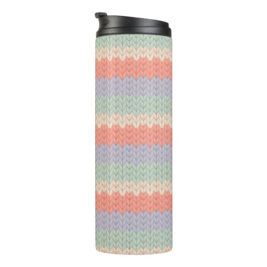 Personalized Scandinavian Pastel Knit Pattern Name Thermosbecher (Nach rechts gedreht)