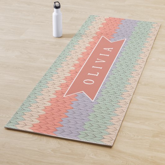 Personalized Scandinavian Pastel Knit Pattern Name Yogamatte (Beispiel)