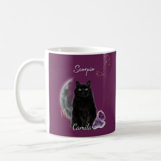 Personalized Scorpio Cat Mug with Name Kaffeetasse (Links)