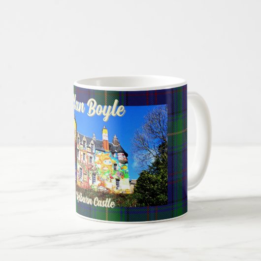 Personalized Scottish Clan Boyle's Kelburn Castle Kaffeetasse (VorderseiteRechts)