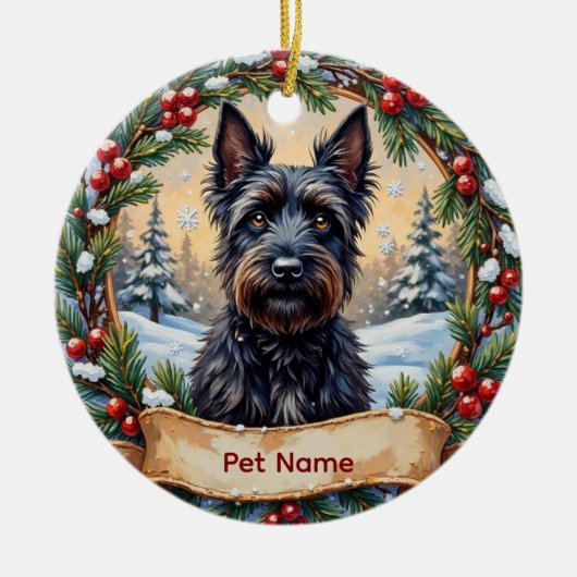 Personalized Scottish Terrier Christmas Keramik Ornament (Vorne)