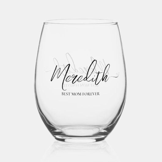 Personalized  Script  best mom ever monogram Weinglas Ohne Stiel (Vorderseite)