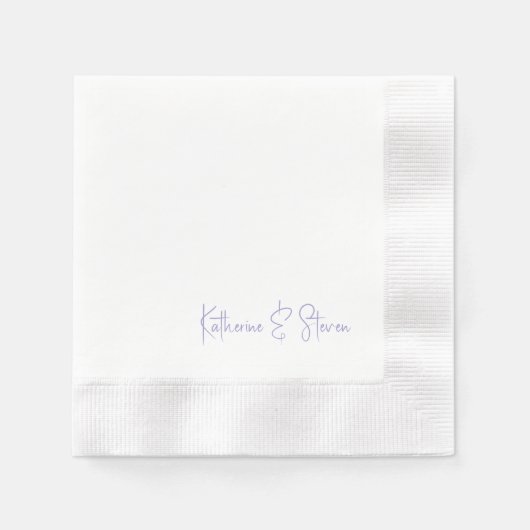 Personalized Script Lavender Names Coined Wedding Serviette (Vorderseite)