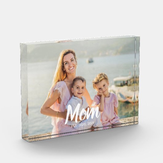 Personalized Script Mom Established Photo Keepsake Fotoblock (Links)