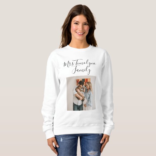 Personalized Script Name Cat Mom Pet Family Photo Sweatshirt (Vorne ganz)
