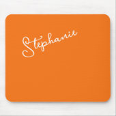 Personalized Script Name Minimalist Orange Stylish Mousepad (Vorne)