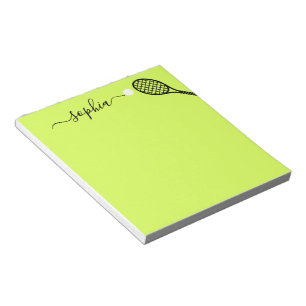 Personalized Script Name Modern Green Tennis Notizblock
